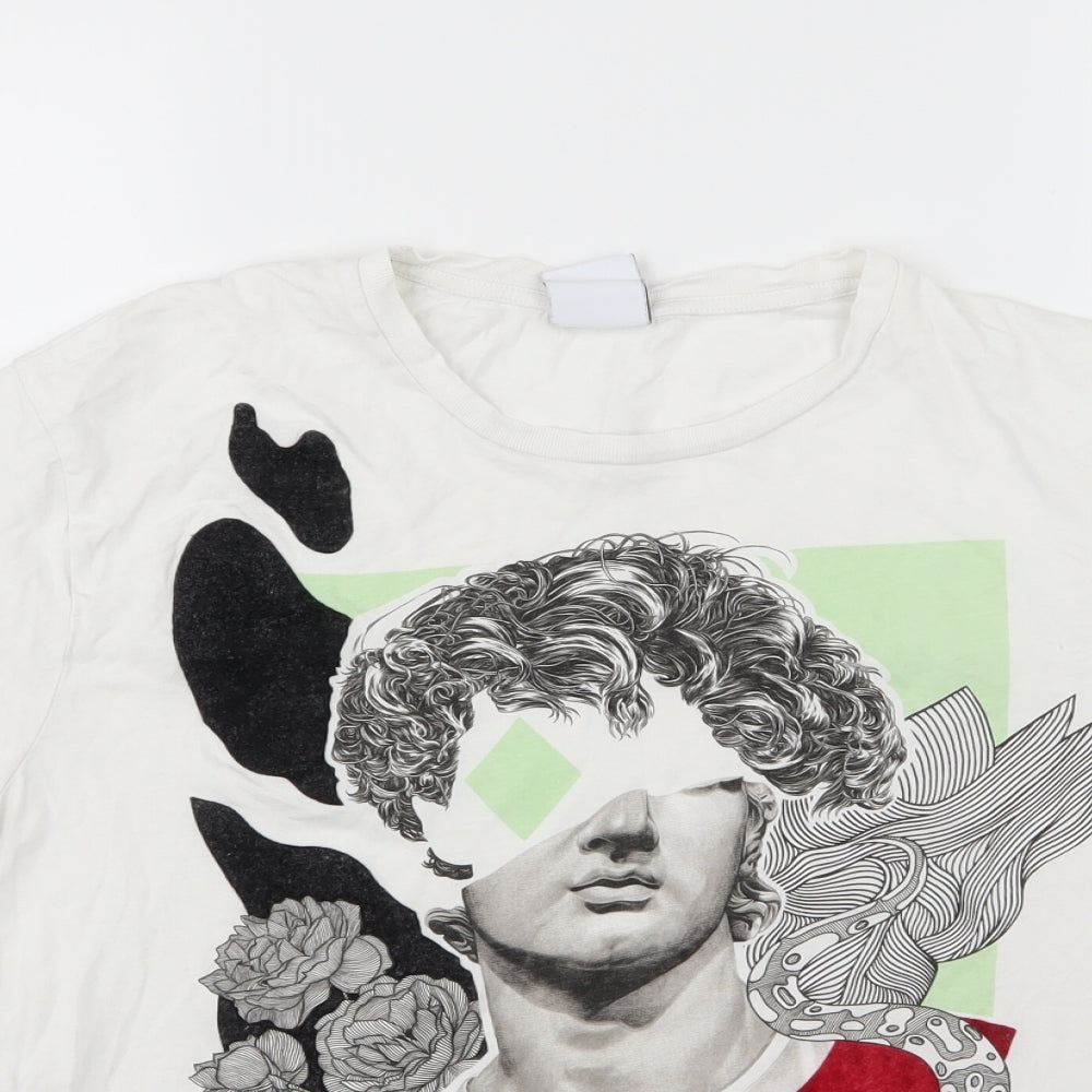 Zara Mens White  Jersey  T-Shirt Size L