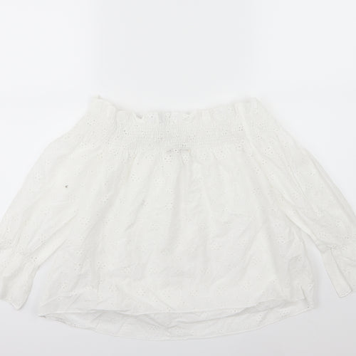 Select Womens White Floral  Basic Blouse Size 8