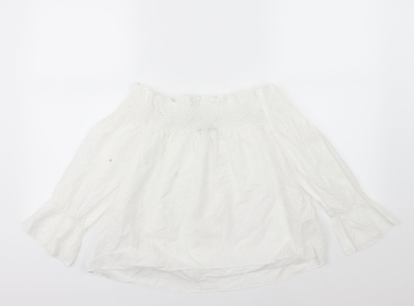 Select Womens White Floral  Basic Blouse Size 8