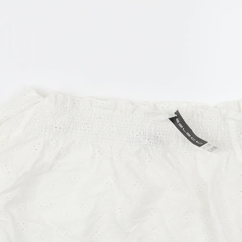 Select Womens White Floral  Basic Blouse Size 8