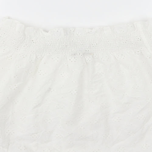 Select Womens White Floral  Basic Blouse Size 8