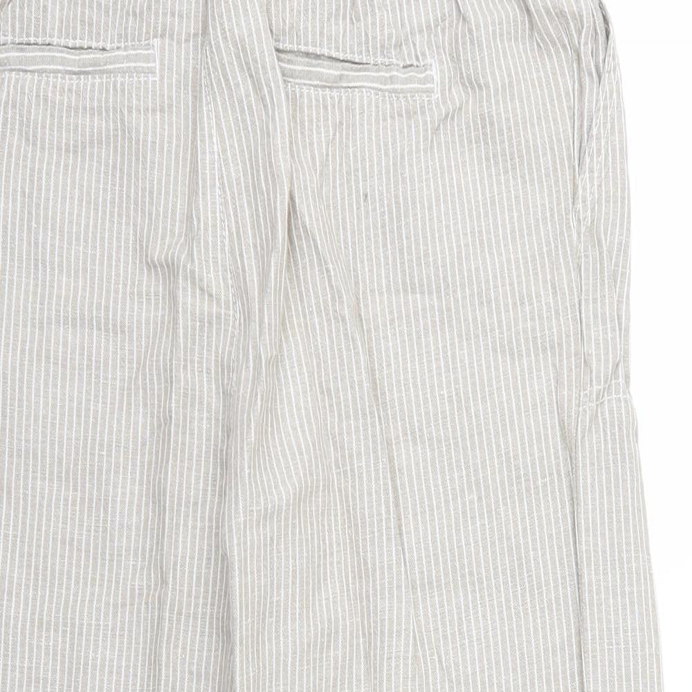 Marks and Spencer Womens Brown Striped  Trousers  Size 12 L27 in