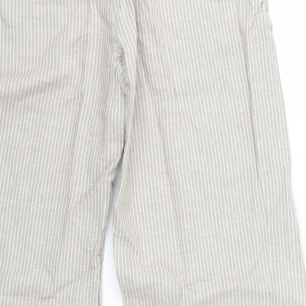 Marks and Spencer Womens Brown Striped  Trousers  Size 12 L27 in