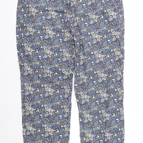 NEXT Womens Blue Floral  Chino Trousers Size 16 L28 in