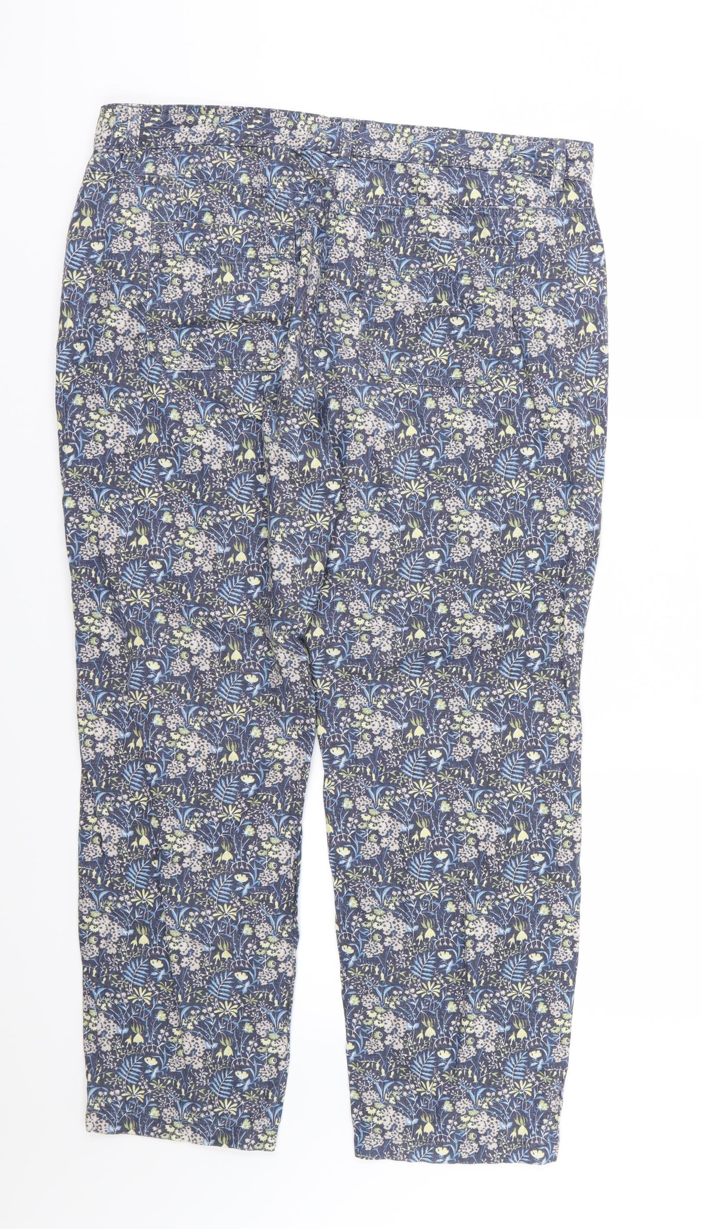 NEXT Womens Blue Floral  Chino Trousers Size 16 L28 in