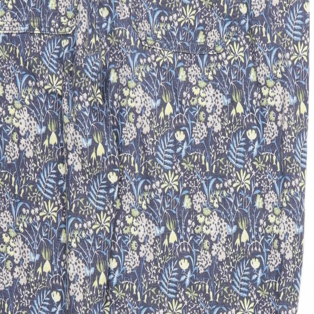 NEXT Womens Blue Floral  Chino Trousers Size 16 L28 in