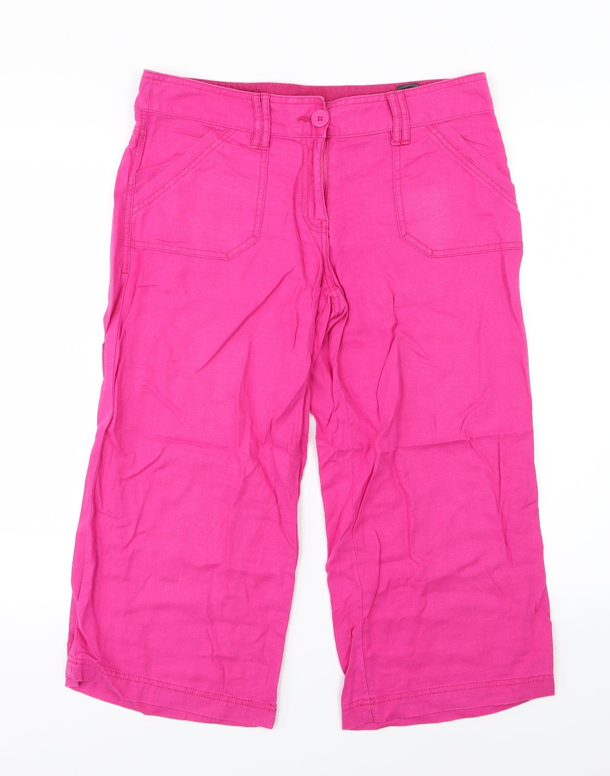 NEXT Womens Pink   Cropped Trousers Size 12 L21 in