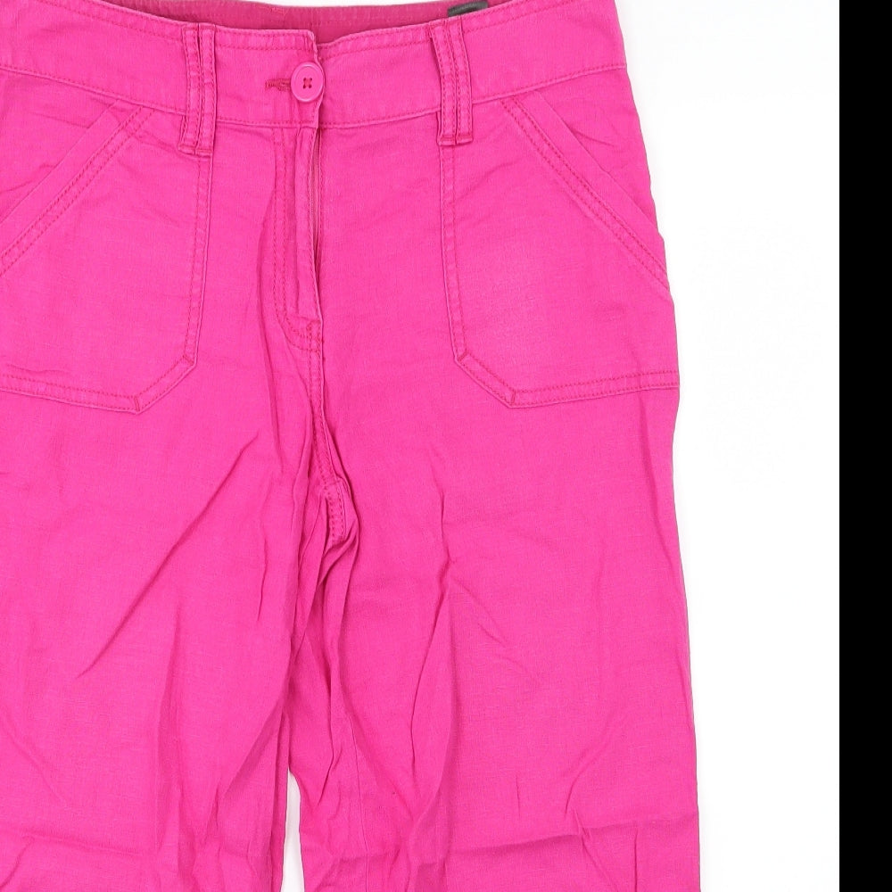 NEXT Womens Pink   Cropped Trousers Size 12 L21 in