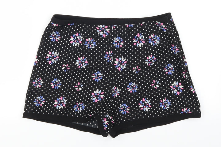 Definitions Womens Black Polka Dot Mom Shorts Size 10 - Pink and Purple Flowers