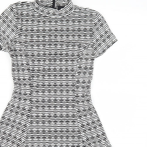 New Look Womens Grey Striped  Skater Dress  Size 6