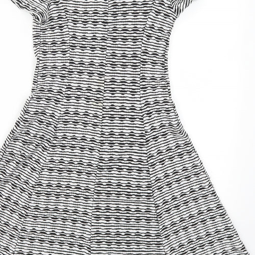New Look Womens Grey Striped  Skater Dress  Size 6