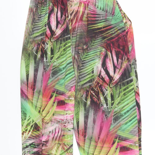 Love Label Womens Pink Flecked  Jumpsuit One-Piece Size 8 L27 in - Green Palm Leaves