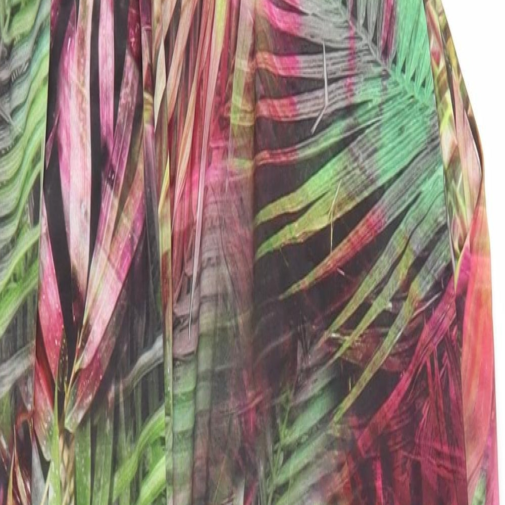 Love Label Womens Pink Flecked  Jumpsuit One-Piece Size 8 L27 in - Green Palm Leaves
