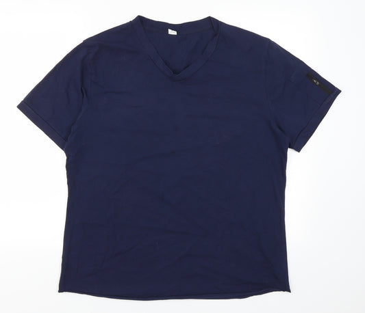 Front view of Preworn men’s blue t-shirt, size L