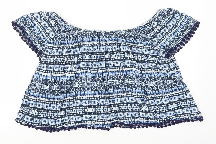 Atmosphere Womens Blue Geometric  Basic T-Shirt Size 12