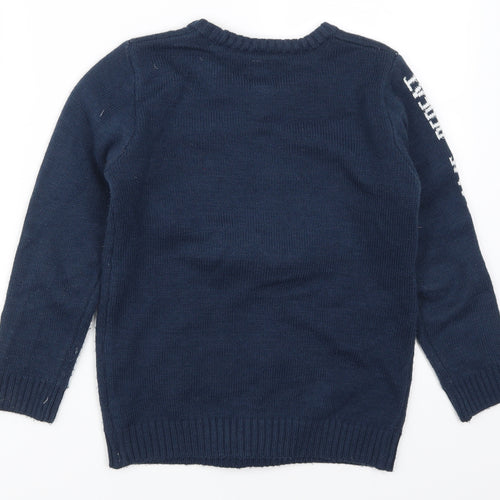 George Boys Blue   Henley Jumper Size 9-10 Years  - Santa