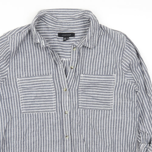 Atmosphere Womens Grey Striped  Basic Button-Up Size 12