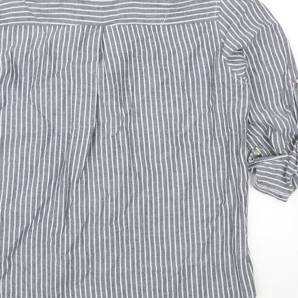 Atmosphere Womens Grey Striped  Basic Button-Up Size 12