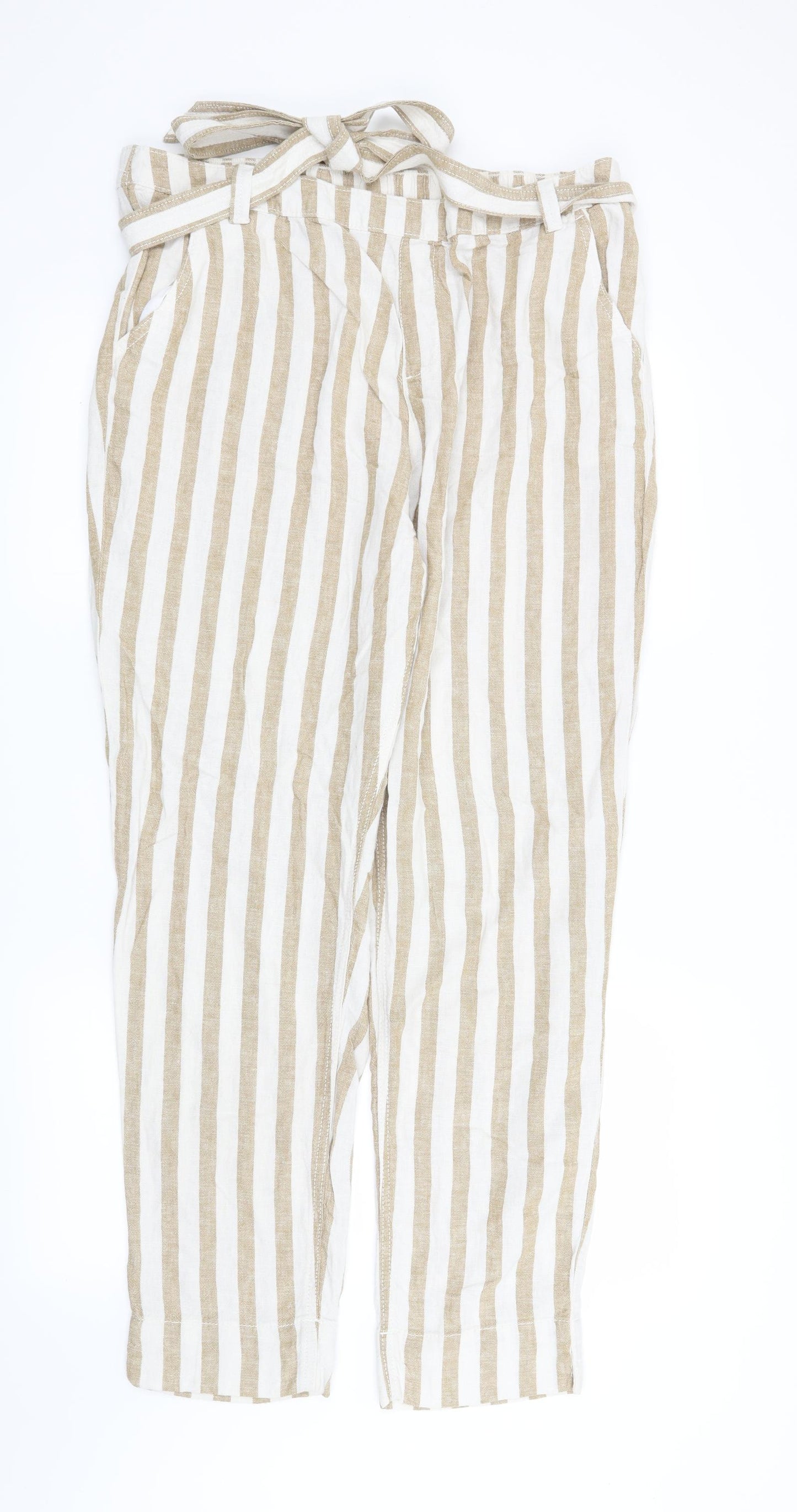 Bonmarché Womens Beige Striped  Trousers  Size 18 L28 in