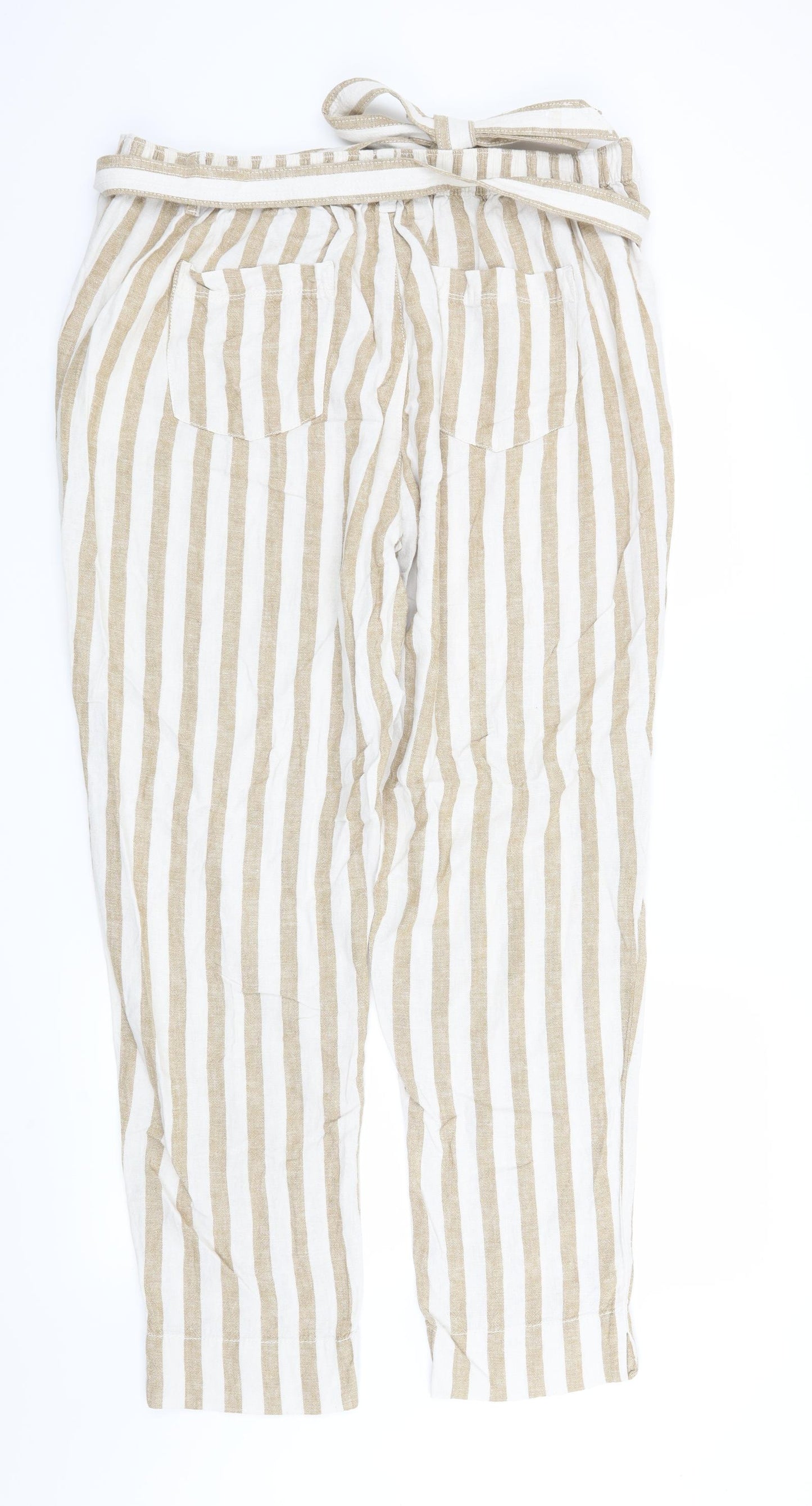 Bonmarché Womens Beige Striped  Trousers  Size 18 L28 in