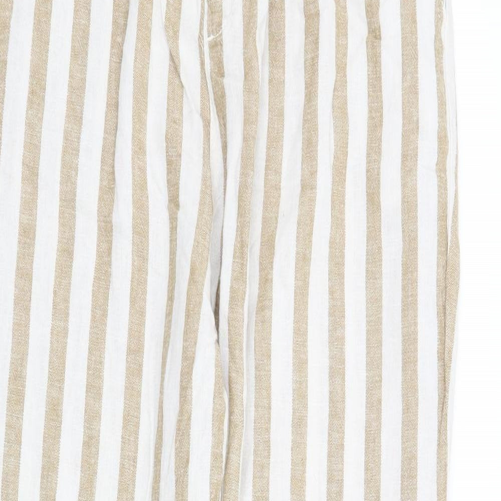 Bonmarché Womens Beige Striped  Trousers  Size 18 L28 in