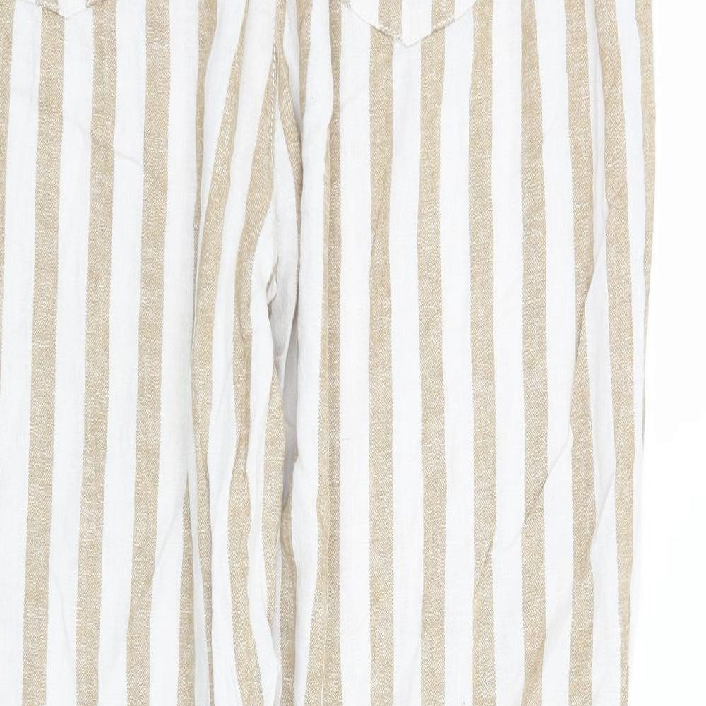 Bonmarché Womens Beige Striped  Trousers  Size 18 L28 in