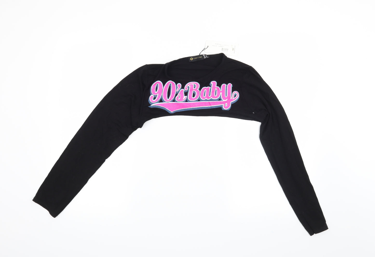 I SAW IT FIRST Womens Black   Cropped Blouse Size 16  - 90's Baby