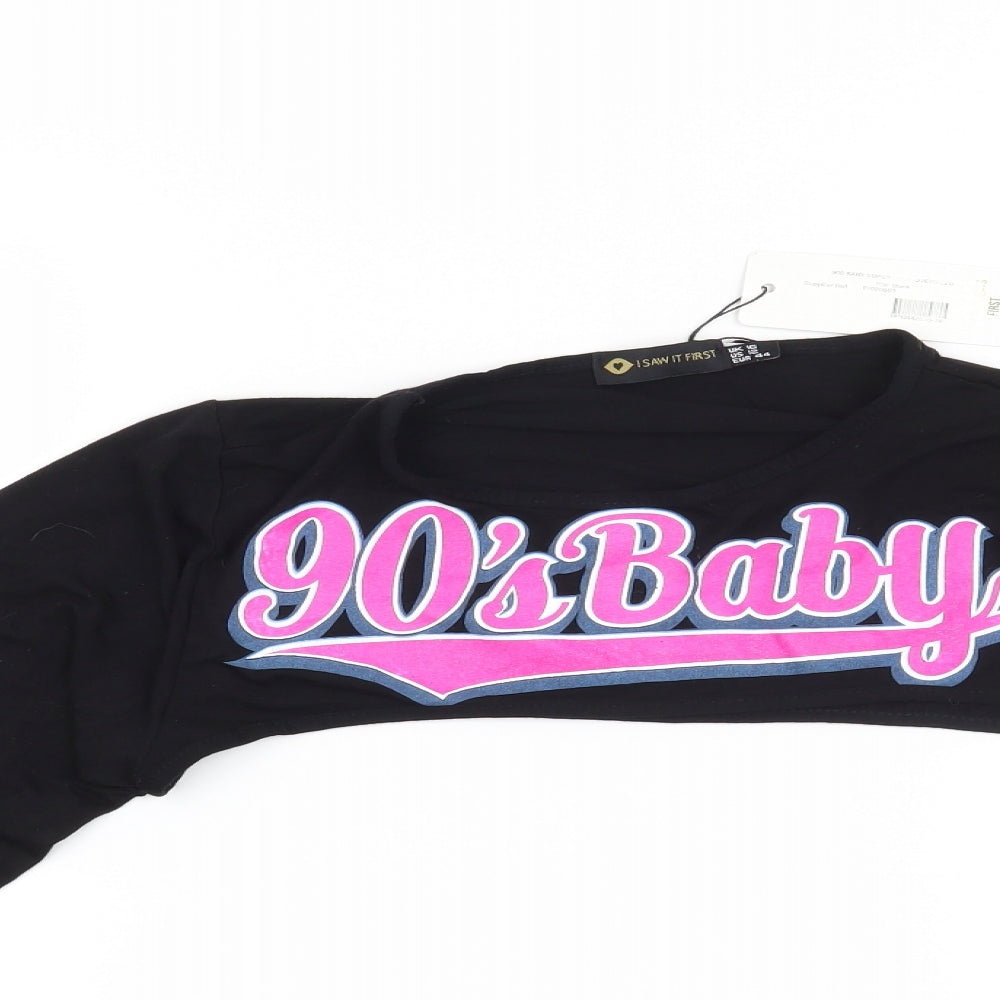 I SAW IT FIRST Womens Black   Cropped Blouse Size 16  - 90's Baby