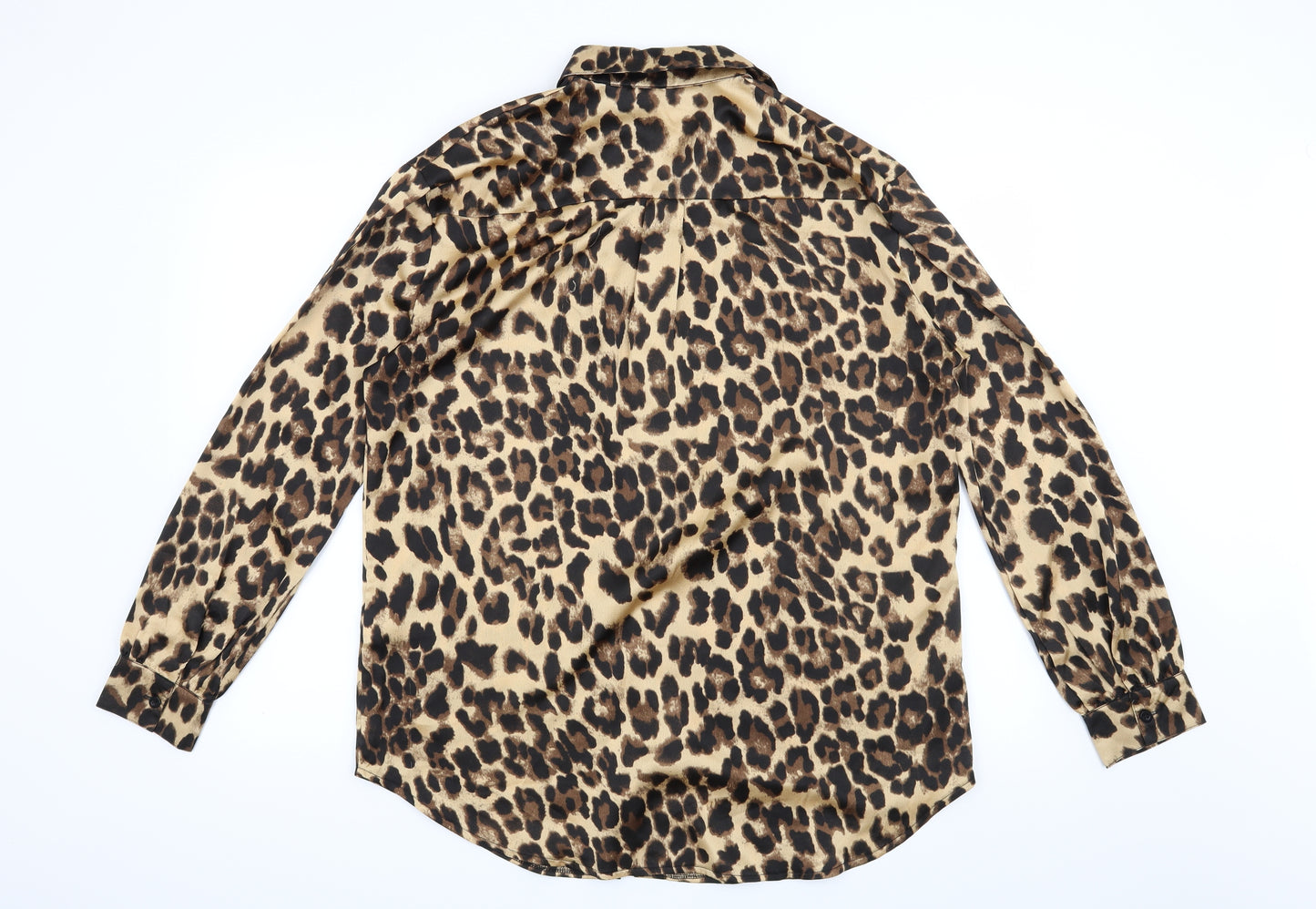 Nasty Gal Womens Brown Animal Print  Basic Button-Up Size 12