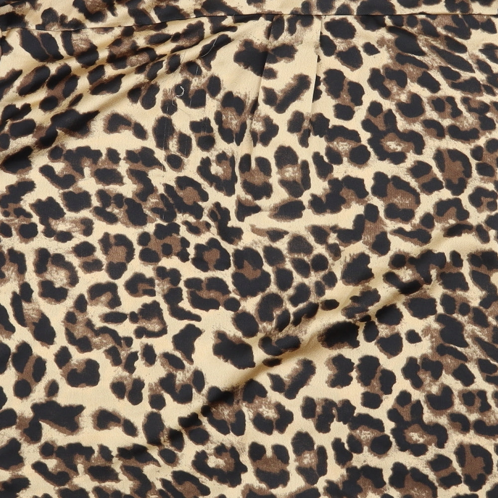 Nasty Gal Womens Brown Animal Print  Basic Button-Up Size 12