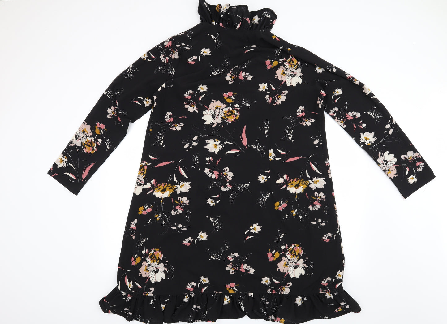 Boohoo Womens Black Floral  Wrap Dress  Size 18