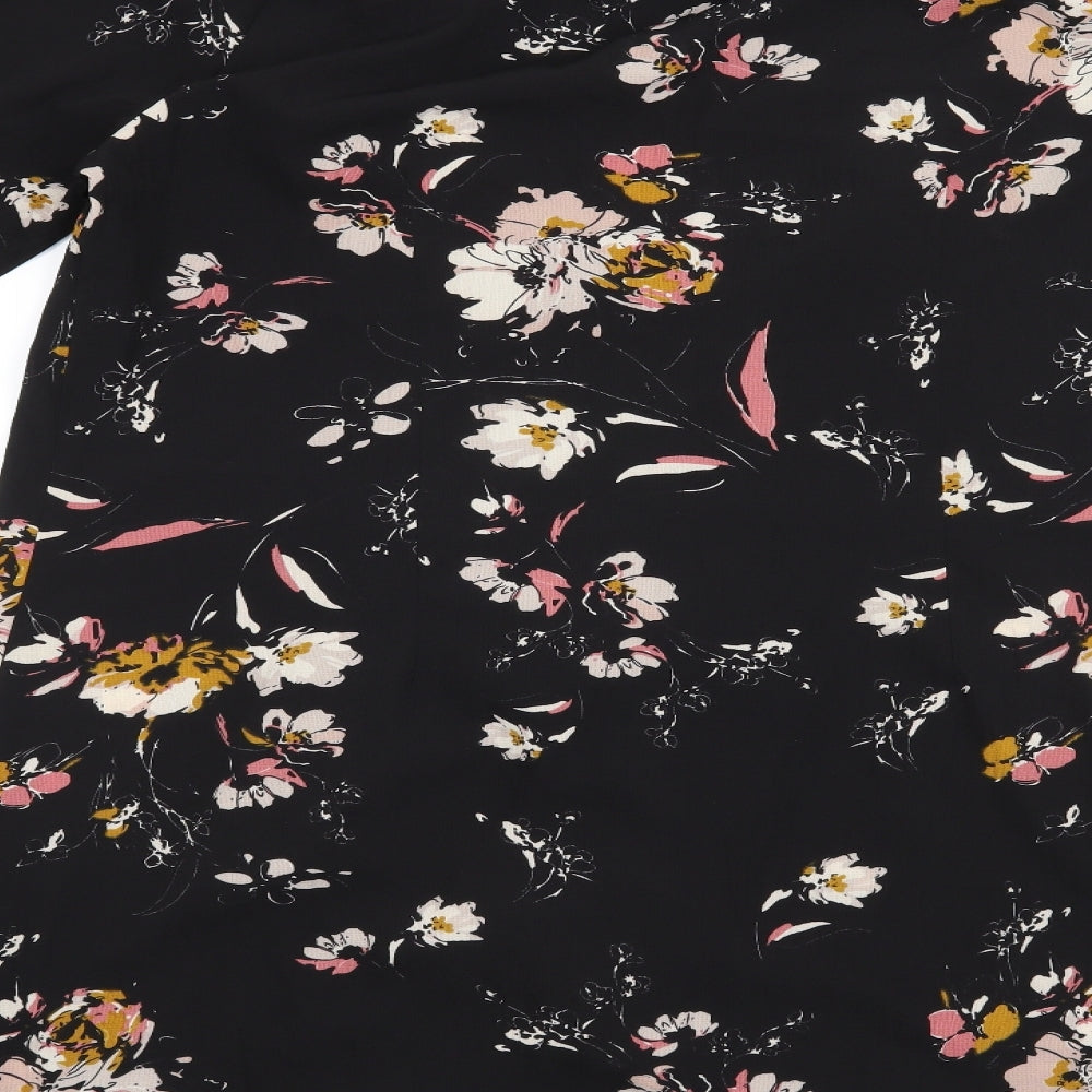 Boohoo Womens Black Floral  Wrap Dress  Size 18