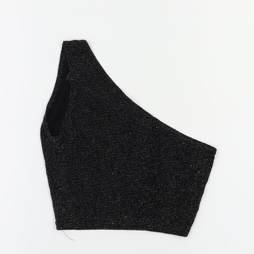 PRETTYLITTLETHING Womens Black   Cropped T-Shirt Size 4
