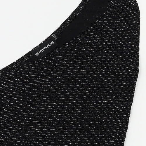 PRETTYLITTLETHING Womens Black   Cropped T-Shirt Size 4