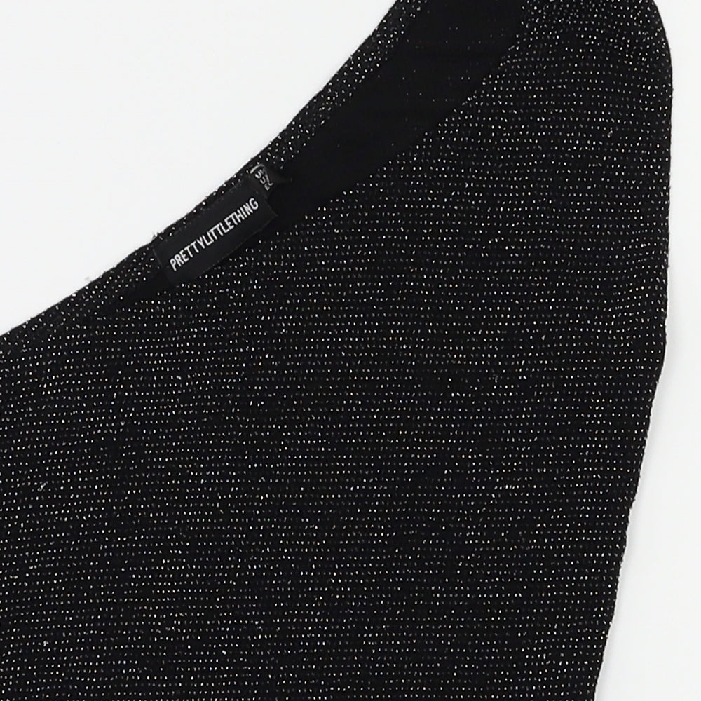 PRETTYLITTLETHING Womens Black   Cropped T-Shirt Size 4