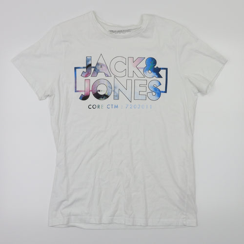 JACK & JONES Mens White    T-Shirt Size L