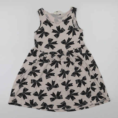 H&M Girls Pink Houndstooth  Fit & Flare  Size 6-7 Years