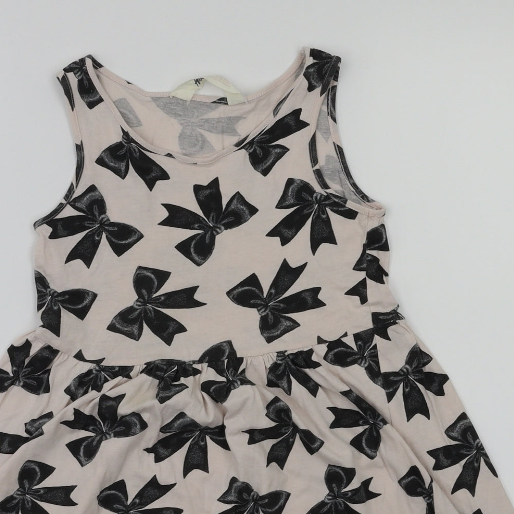 H&M Girls Pink Houndstooth  Fit & Flare  Size 6-7 Years