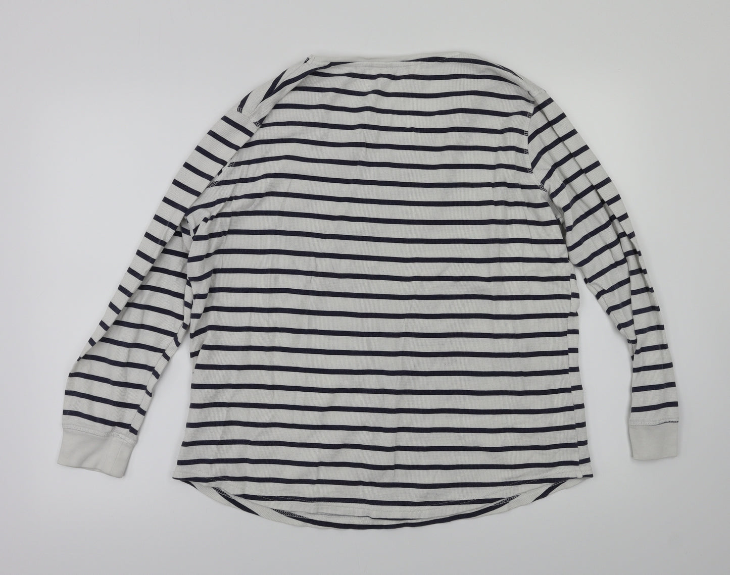 Preworn Womens White Striped  Basic T-Shirt Size 16