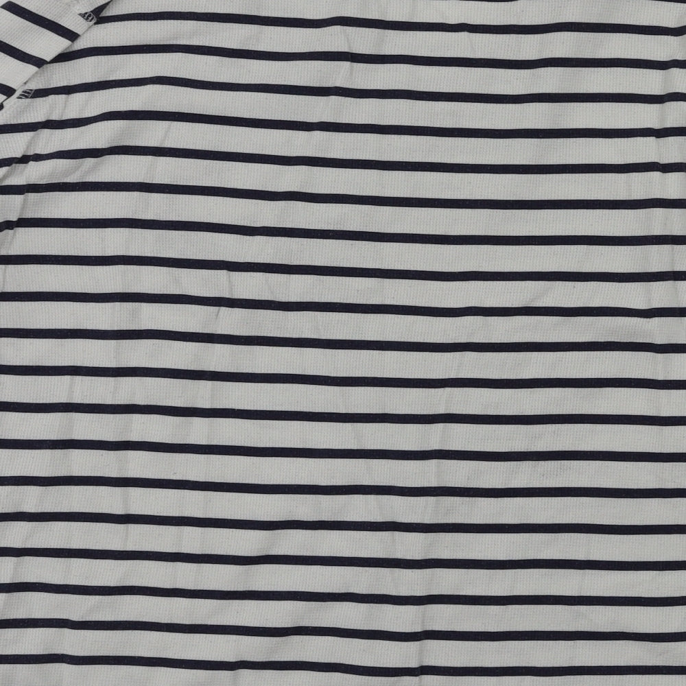 Preworn Womens White Striped  Basic T-Shirt Size 16