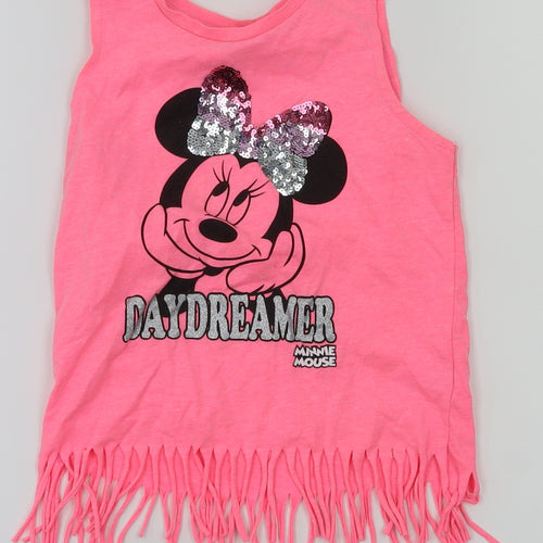 Disney Girls Pink Animal Print  Basic Tank Size 5-6 Years