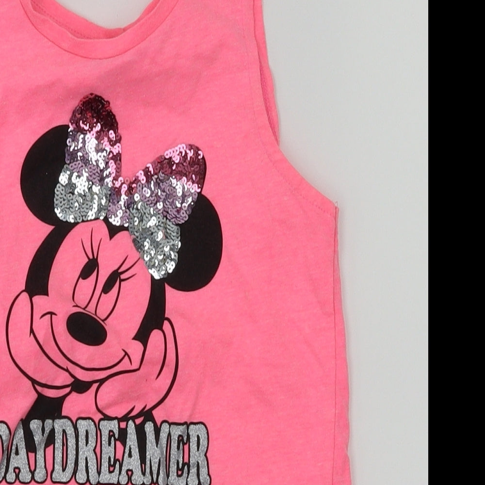 Disney Girls Pink Animal Print  Basic Tank Size 5-6 Years