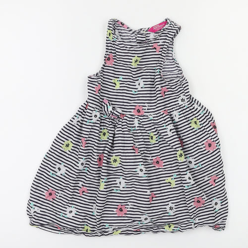 Preworn Girls White Striped  Fit & Flare  Size 5-6 Years