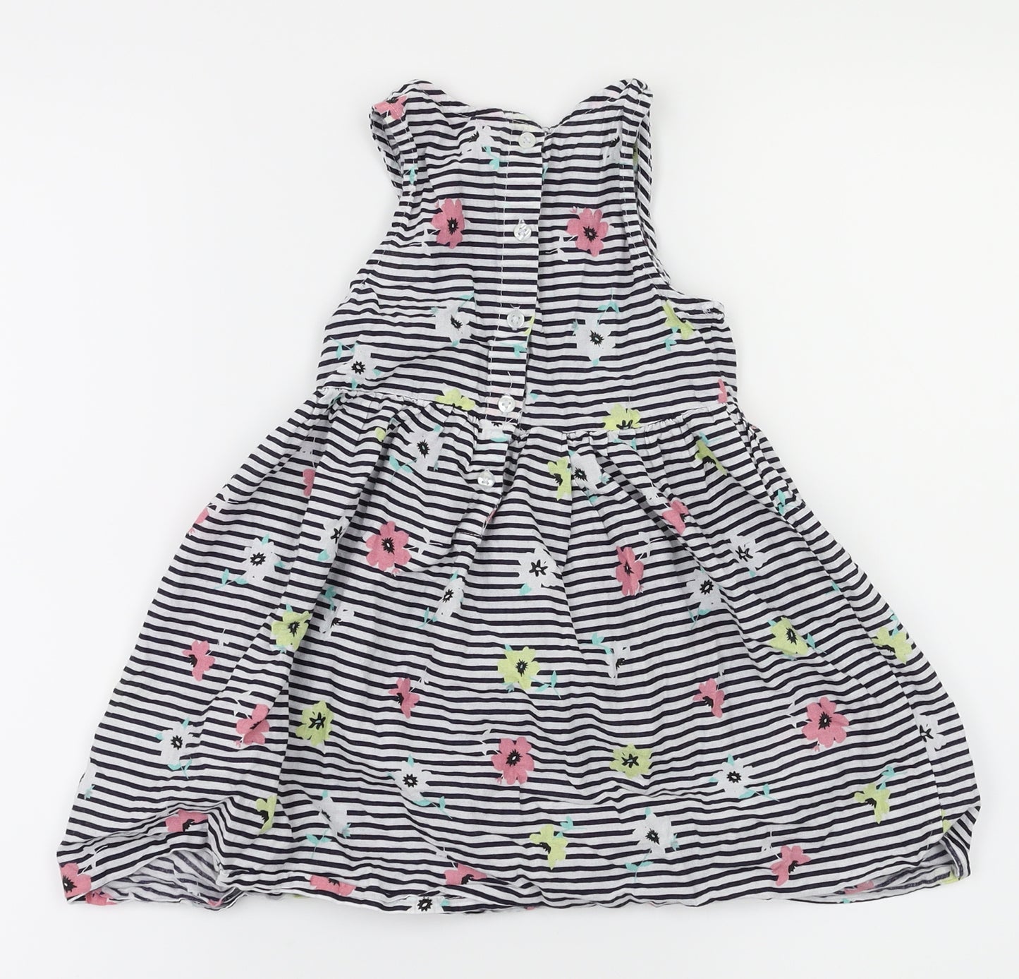 Preworn Girls White Striped  Fit & Flare  Size 5-6 Years