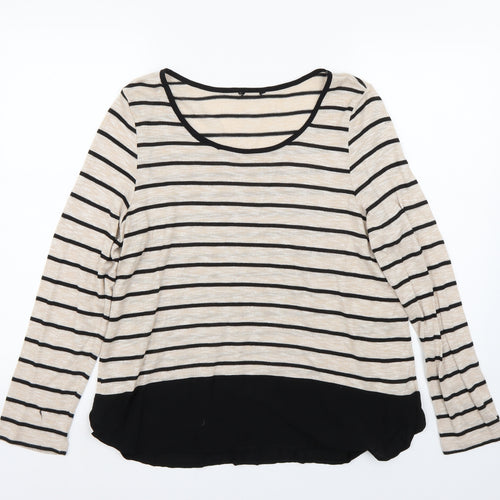 M&Co Womens Beige Striped  Pullover Jumper Size 16