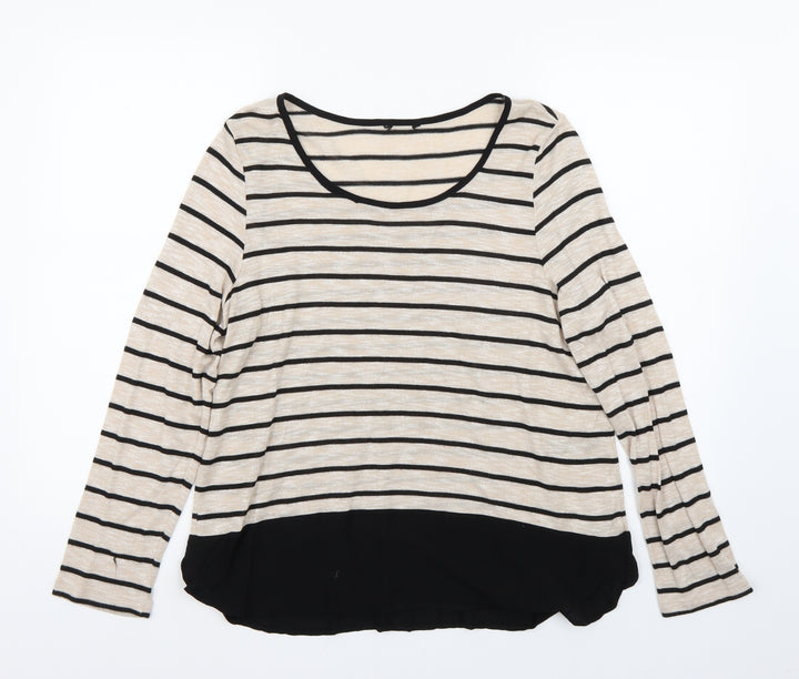 M&Co Womens Beige Striped  Pullover Jumper Size 16
