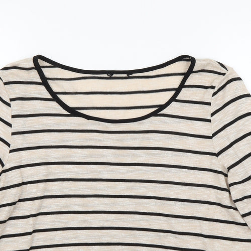 M&Co Womens Beige Striped  Pullover Jumper Size 16