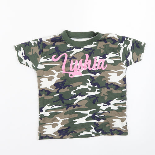 Preworn Boys Green Camouflage  Basic T-Shirt Size 2-3 Years