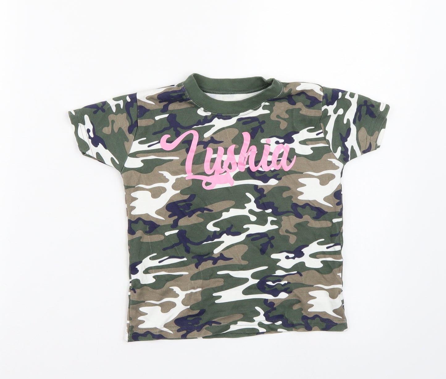 Preworn Boys Green Camouflage  Basic T-Shirt Size 2-3 Years