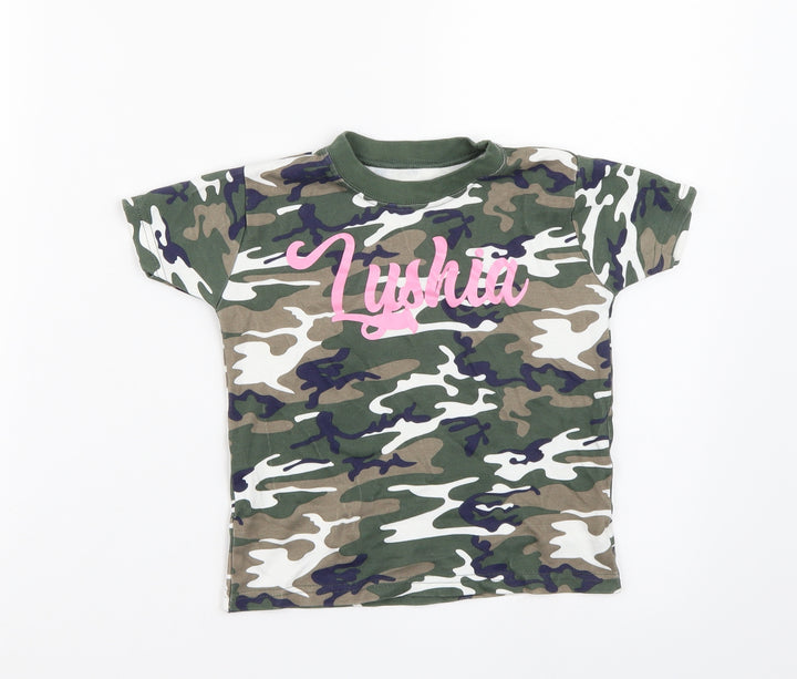Preworn Boys Green Camouflage  Basic T-Shirt Size 2-3 Years
